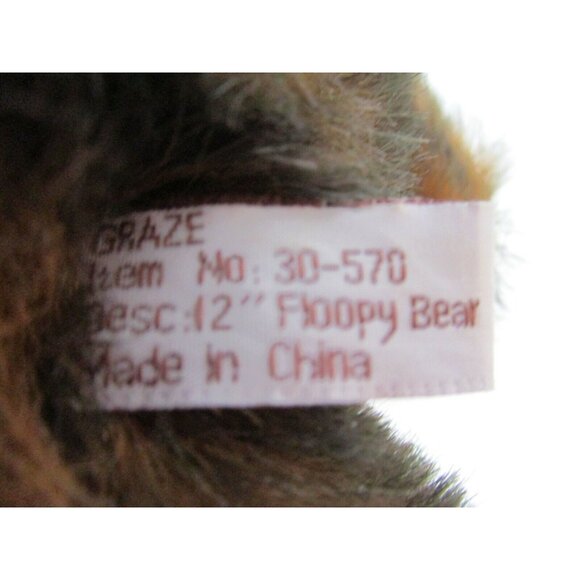 Graze Black & Brown Floppy Teddy Bear Toy 12" Lovey Soft Cub Plush HTF VTG 1996 - Picture 4 of 9